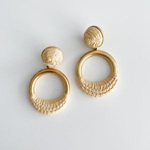 J. Crew Faux-Raffia-Wrapped Hoop Earrings (Natural)